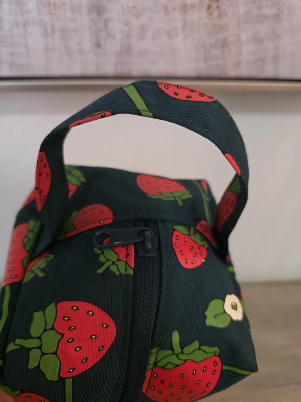 Baggu Strawberry Print Navy Carry Case Cosmetic Pouch